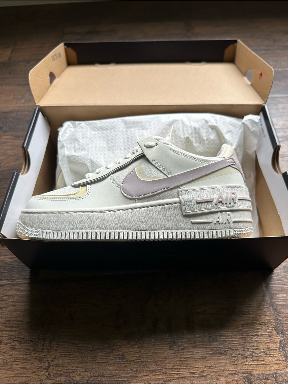 NEW -Nike Air Force 1 - Shadow -White Sneakers with Lavender and Cream  size 7.5 - Picture 2 of 7